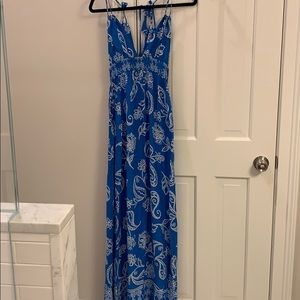Blue patterned maxi dress
